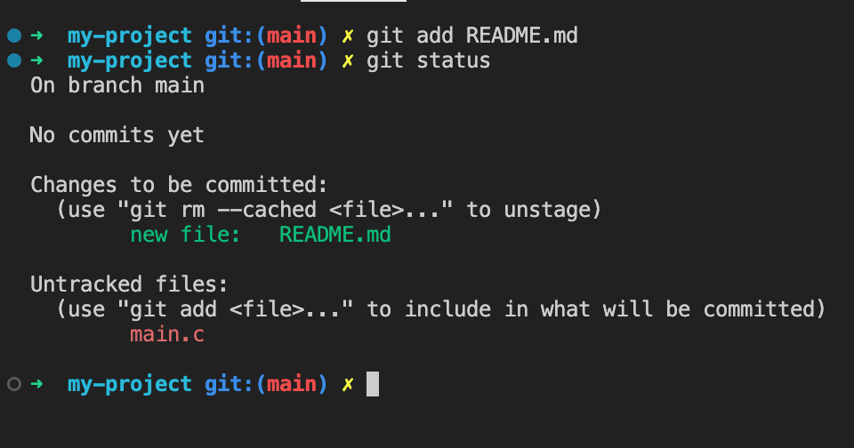 git add then git status