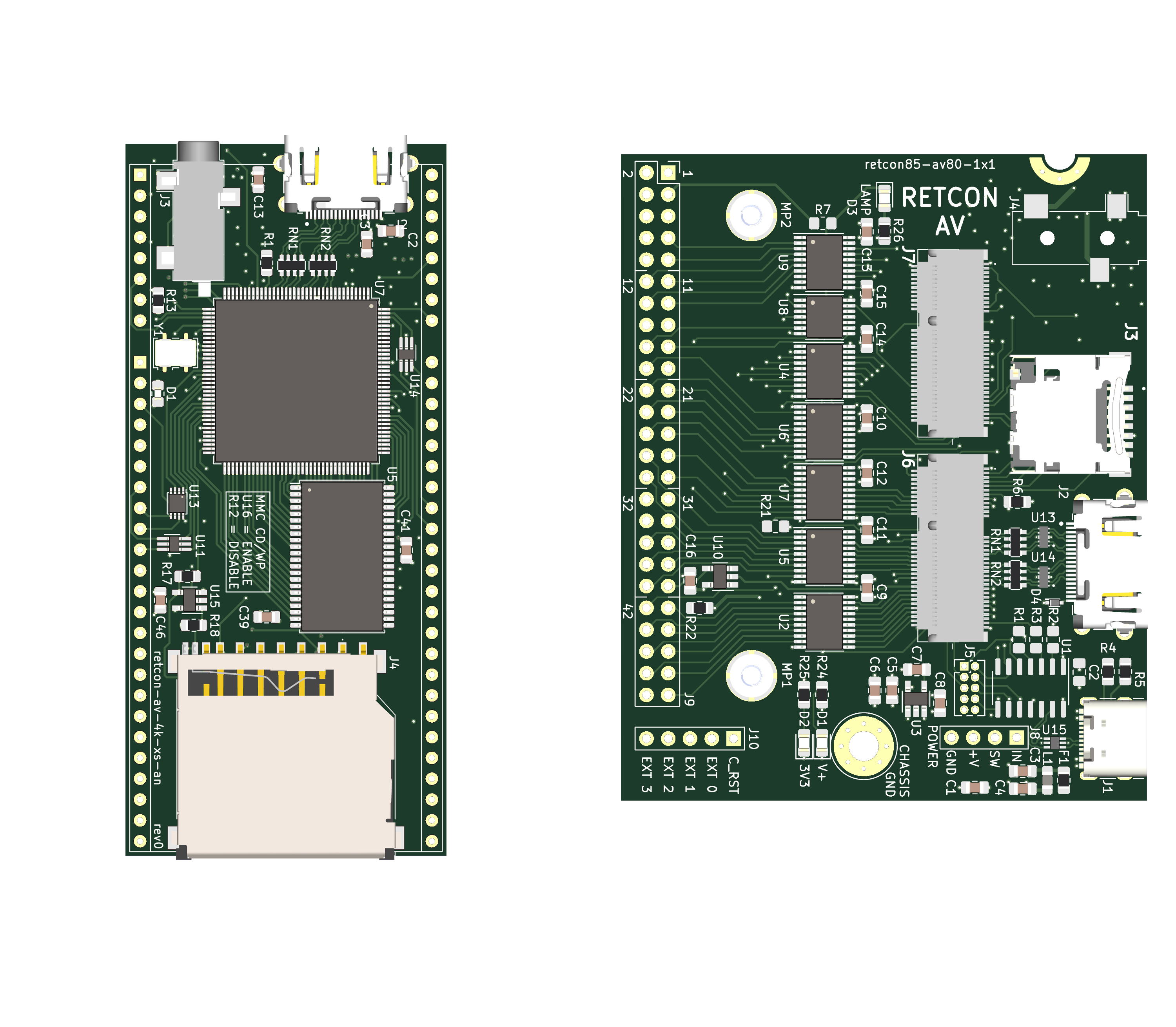 Side by side comparison of original and new Retcon AV module designs